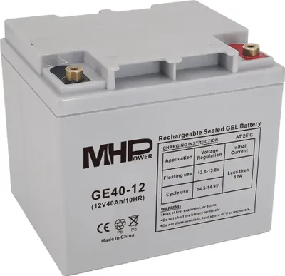 Produktbild von MHPower GE40-12 Gel-Batterie 12V/40Ah, Klemme T1 - M6, Deep Cycle