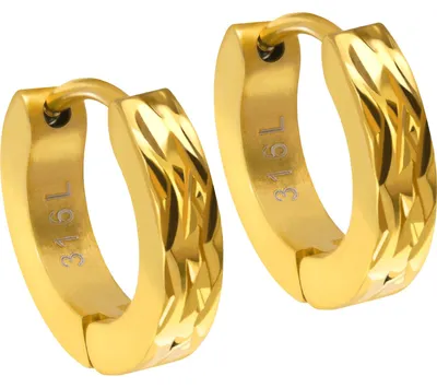 Produktbild von Creolen aus Chirurgenstahl, goldfarben/roségoldfarben/schwarz/silberfarben, 1mm Stabstärke, 9mm Ø, 3mm Breite, PVD-beschichtet