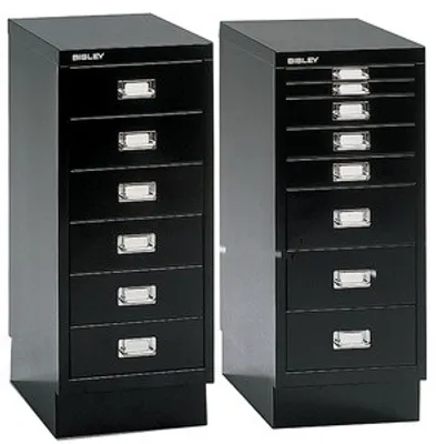 Produktbild von Büro-Schubladenschrank, BxTxH 279x380x670 mm, 6 Schubladen 87 mm, DIN A4, Sockel 80 mm hoch, schwarz