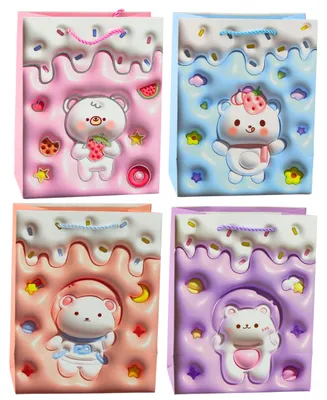 Immagine prodotto di Sacchetto regalo in carta orsacchiotto colori pastello 23 x 18 x 10,5 cm