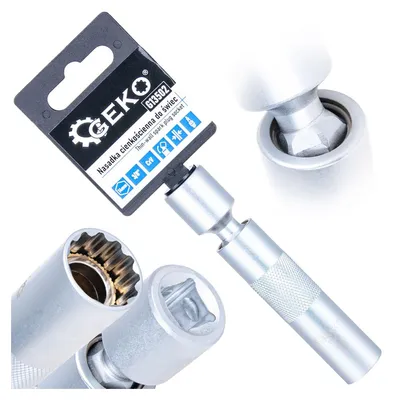 Obrázok produktu pre Nástrčná hlavica - kľúč na sviečky 14mm, 3/8'', s kardanovým kĺbom, tenkostenná, CrV, Geko