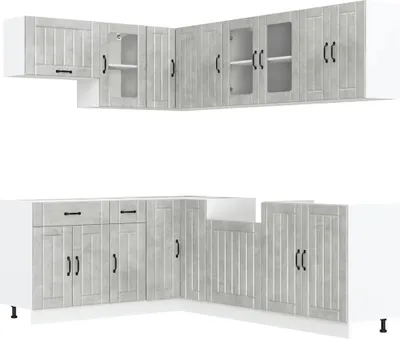 Produktbild von 11-tlg. Küchenschrank-Set Lucca Betongrau Holzwerkstoff