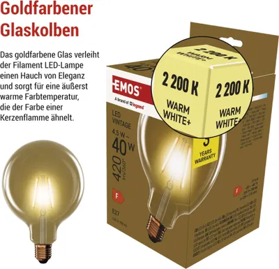 LED Lampe Vintage G125 / E27 / 4,5 W (40 W) / 420 lm / Warmweiß