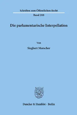 Produktbild von Die parlamentarische Interpellation.