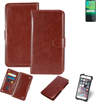 Produktbild von K-S-Trade 360° Hülle kompatibel mit Motorola Moto G8 Play braun Kunstleder Case BookCase WalletCase Kunstlederederhülle Handyhülle, Rundumschutz