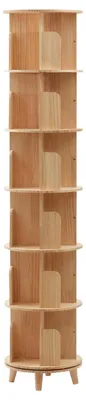 Image de Étagère tournante pour livres, 6 niveaux, en bois, autoportante. Étagère rotative à 360 degrés, idéale pour le rangement, multifonctionnelle. Dimensions : 46 x 46 x 196 cm