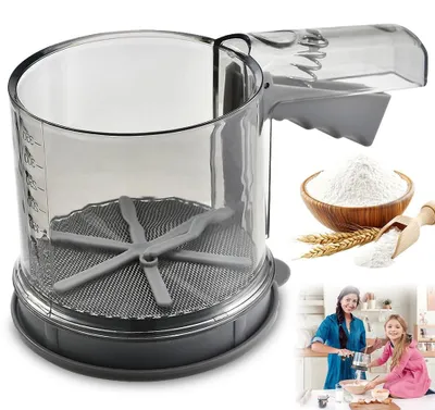 Produktbild von Mehlsieb Puderzuckerstreuer Edelstahl Multifunktional für Mehl Mandelpulver Puderzucker Zucker Zimt Gewürzpulver