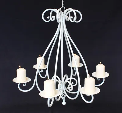 Produktbild von Kronleuchter 95297 Weiß Kerzenhalter H-60 cm Kerzenständer Hängeleuchter Metall