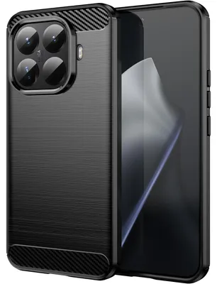Image de Coque pour Xiaomi 15T Pro, fibre de carbone TPU silicone coque de protection antichoc noire