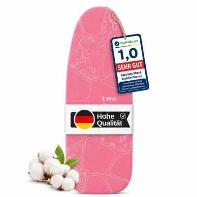 Produktbild von Silva Bügelbrettbezug für Dampfbügelstation | 100% aus Baumwolle und 5 mm Filzstärke | Bügeltischbezug für schnelles und leichtes Bügeln | L , Rosa
