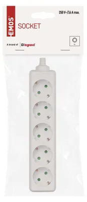 Steckdosenleiste ohne Kabel, 5 Steckdosen SCHUKO