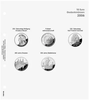 Produktbild von Lindner 1108D06 Vordruckblatt 10 Euro Gedenkmünzen 2006 Deutschland