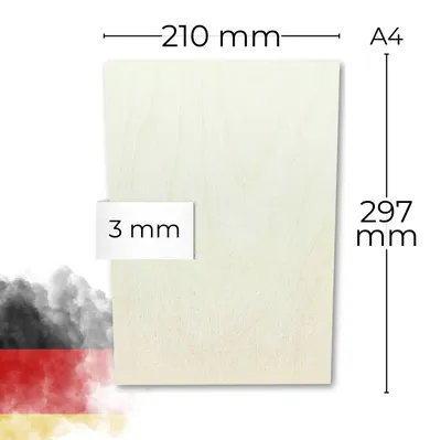 Produktbild von Sperrholz Birke 3mm - Premium Holzplatten für Lasercut, Gravur, Basteln, glatte Oberfläche, ideal für Modellbau, Brandmalerei und DIY-Projekte - von Genisys, Größe:A4 15x