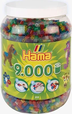 Immagine prodotto di Perline Hama trasparenti glitterate con ferro da stiro - 9000 pezzi di divertimento per l'artigianato