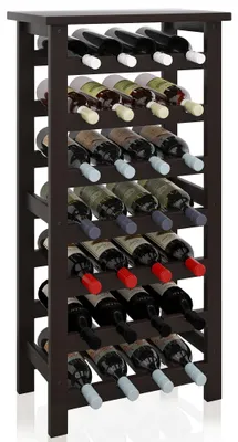 Weinregal 28 Flaschen 7-stufig Bambus Schwarz