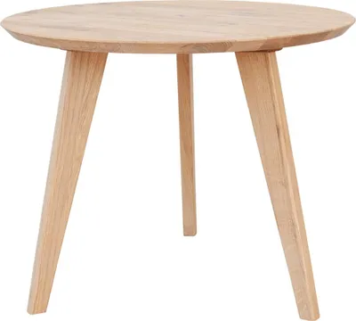 Zdjęcie produktu dla Stolik boczny Orbetello okrągły 50 cm - lite drewno dębowe, olejowany i minimalistyczny