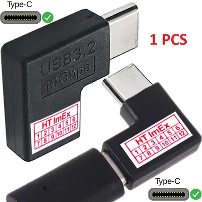 Produktbild von Adapter USB-C 3.2 Stecker auf USB C Buchse Typ C Winkel 90° Laden Konverter