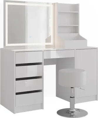 Obrázek produktu pro Toaletní stolek Vicco Sherry Bílá/bílý vysoký lesk 128.2 cm 4 díly, Model 57646