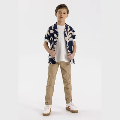 Image de Pantalon chino Minoti en coton beige, taille 98, pour garçon