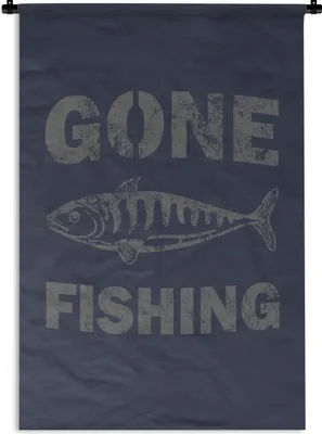 Produktbild von MuchoWow® Wandteppich Wandbehang Vintage - Fisch - Blau 60x90 cm Tapisserie Dekoration Wandtuch - Foto-Teppich - Abwaschbar