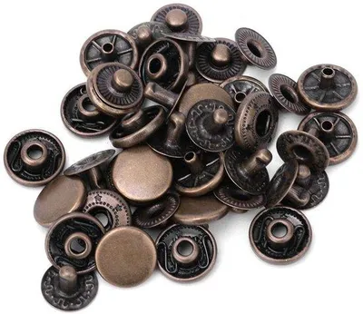 Immagine prodotto di Set di chiusure a pressione in ottone, 50 pezzi - 15 mm - per abbigliamento - per bottoni a pressione - adatte per camicie/giacche/grembiuli - bottoni