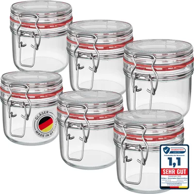 Produktbild von WELLGRO Einmachgläser mit Bügelverschluss rund 255ml - Vorratsgläser