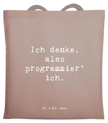 Produktbild von Mr. & Mrs. Panda Jutebeutel Spruch Denker Softwareentwickler - Braun Pastell - Geschenk, Geschenke mit Herz, Schultasche, Softwareentwicklung, Berufsleben, Laptoptasche