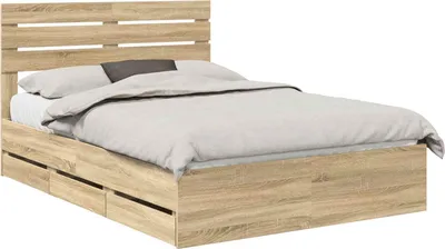 Image de vidaXL Cadre de lit en chêne Sonoma 150 x 200 cm Bois d'ingénierie