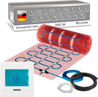 Produktbild von VILSTEIN© Elektrische Fußbodenheizung | 200W/m² TWIN Technologie Elektro | Komplett-Set | 3,5²- 6m