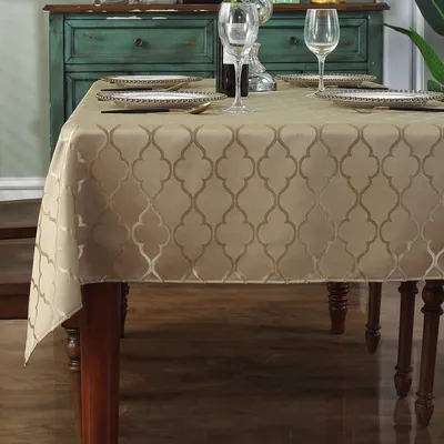 Immagine prodotto di Tovaglia Jacquard con motivo floreale, 152 x 213 cm, ideale per feste, colore oro
