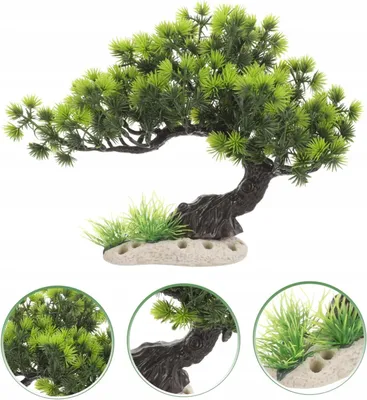 Immagine prodotto di Decorazione acquario Bonsai artificiale con base in resina, pianta decorativa sicura per pesci, 30 x 20 x 12 cm