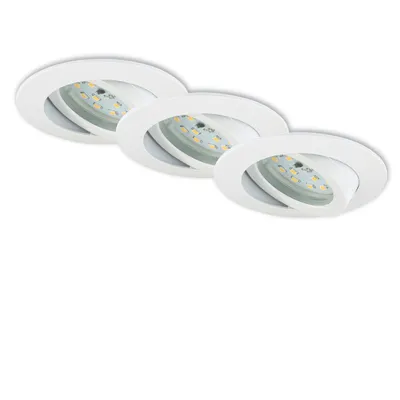 Immagine prodotto di Lampade da incasso LED orientabili Set da 3 dimmerabili 6,5 W IP23 bianco Ø8,2cm Briloner