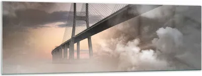 Produktbild von Bilder auf glas - Brücke Nebel Wasser - 160x50cm - Glasbilder - Wandbilder - Kunstdruck - zum Aufhängen bereit - Wanddekoration aus Glas - Glas Bilder - Wandbild auf Glas - Einteilig - GAB160x50-3525