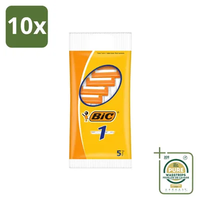 Productafbeelding van 10 x BIC 1 klassieke wegwerpmesjes met enkelvoudig mesje - voorraadverpakking - 10 stuks