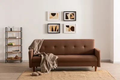 Image de Hanah Home, Hiko - Brown, canapé-lit 3 places, 100 % MÉTAL, marron, 200 x 75 x 83 cm