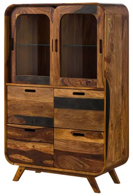 Produktbild von MASSIVMOEBEL24 Highboard Sheesham 90x40x140 dunkelbraun lackiert MAILAND #220