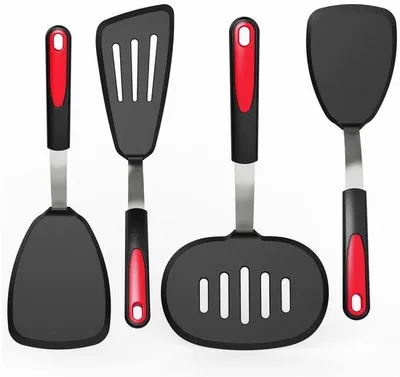 Produktbild von Ibenzoa® 4er-Set hitzebeständige Silikon-Spatel (bis 150 °C) mit Edelstahlkern – BPA-frei, rutschfester TPR-Griff, schonend für Antihaft-Kochgeschirr, spülmaschinenfest