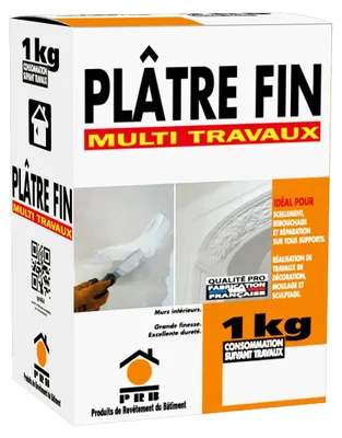Image de Plâtre Fin 1kg - Rebouchage, Scellement et Décoration - Prise Rapide - Application Facile - Finition Lisse - Pour Murs et Plafonds Intérieurs