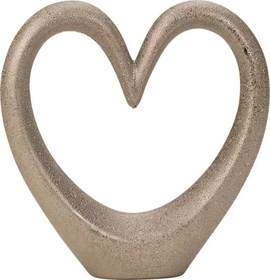Produktbild von Moderne Herz Skulptur Dekofigur aus Keramik mit Perlenstruktur in silber Höhe 22 cm Breite 22 cm