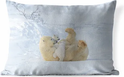 Produktbild von MuchoWow® Outdoor Kissen - Eisbär - Schnee - Tiere - 60x40 cm - Wetterfest - Lounge Kissen - Zierkissen - Kissen für Innenräume