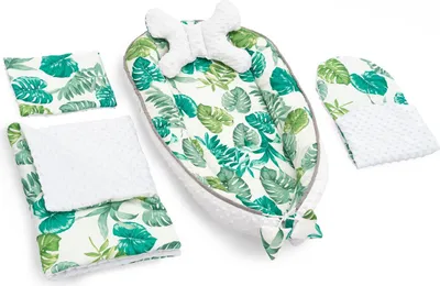 Image de Cocon de Poussette, Matelas, Oreiller, Couverture Tutumi Jy03 Jungle Leafs 5W1 Green