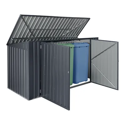 Obrázok produktu pre Grebin Box na odpadky pre 3 tony 240 l Kryt na odpadky Box na odpadky Oceľový tmavosivý 237 x 101 cm