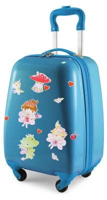 Obrázok produktu pre HAUPTSTADTKOFFER  For Kids –  detský kufor, motív detský kufor na kolieskach pre deti s nálepkami s vílami, darčeky pre dievčatá, malý kufor na kolieskach 24 l, tyrkysovo modrý