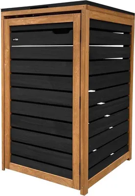 Productafbeelding van Container Ombouw - Kliko Omkasting - Afvalbak Verbergen -Gecertificeerd Hout - Max 240L - Zwart Bruin