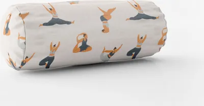 Produktbild von SCHÖNER LEBEN. Kissenhülle Body Positivity Yoga wollweiß blau Größe 15x40cm (ØxB) Nackenrolle 15x40cm (ØxB) Nackenrolle Größe