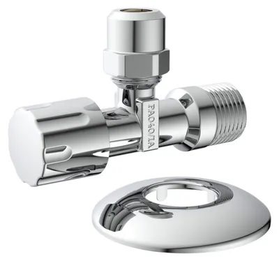 Produktbild von KIRCHHOFF Eckventil, 3/8AG x 3/8AG x 10 mmQ, mit Schubrosette