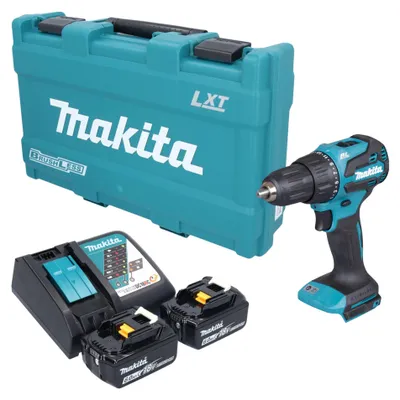 Immagine prodotto di Trapano avvitatore a percussione a batteria Makita DHP 490 RGK 18 V 65 Nm brushless + 2 batterie da 6,0 Ah + caricabatterie + valigetta