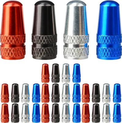 Imagen del producto de Tapas de válvula de aluminio, 32 unidades, para válvulas Dunlop y Presta, de varios colores