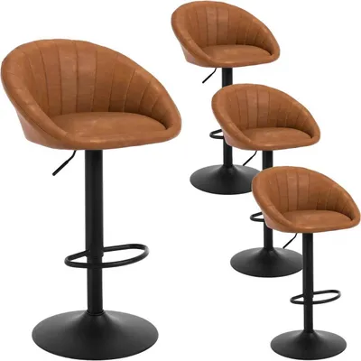Produktbild von WOLTU Barhocker, höhenverstellbar drehbar, mit Rückenlehne, Kunstleder Metall, Braun