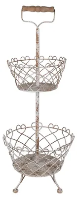 Obrázek produktu pro Clayre & Eef Etagere Ø 28x74 cm Bílý hnědý kov